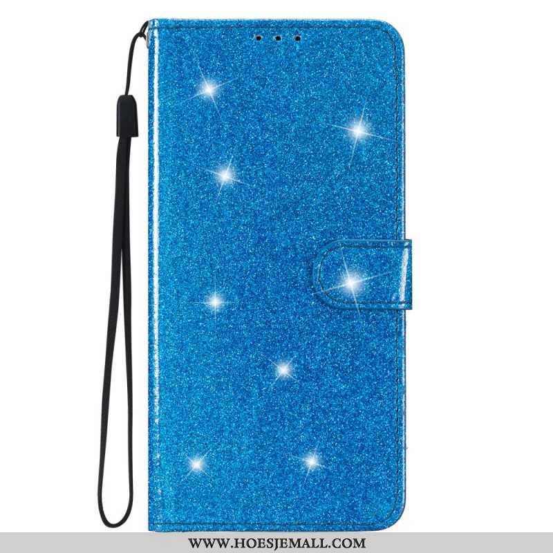 Leren Hoesje Samsung Galaxy S24 Plus 5g Pailletten Met Bandjes Bescherming Hoesje