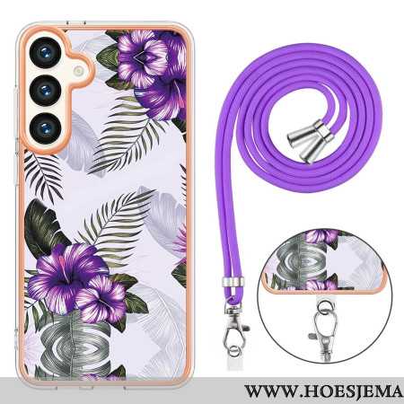 Cover Hoesje Samsung Galaxy S24 Plus 5g Telefoonhoesje Paars Bloemenkoord