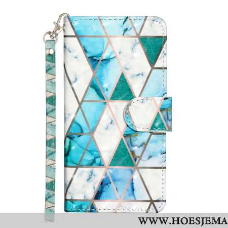 Leren Hoesje Samsung Galaxy S24 Plus 5g Groen Marmer Met Riem Bescherming Hoesje