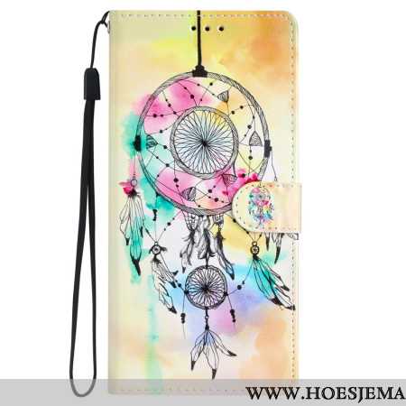 Leren Hoesje Samsung Galaxy S24 Plus 5g Aquarel Dromenvanger Met Riem