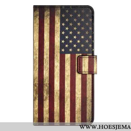 Leren Hoesje Samsung Galaxy S24 Plus 5g Vintage Amerikaanse Vlag