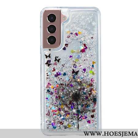 Hoesje Voor Samsung Galaxy S24 Plus 5g Paardebloem Vloeibare Glitter