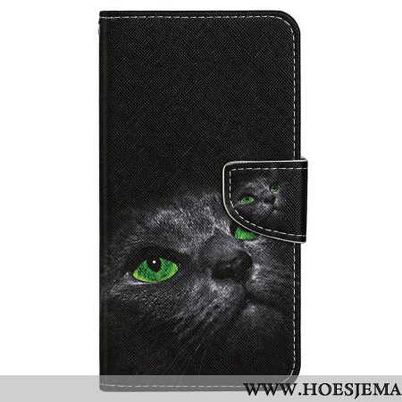 Folio-hoesje Samsung Galaxy S24 Plus 5g Telefoonhoesje Kat Met Groene Ogen En Riem