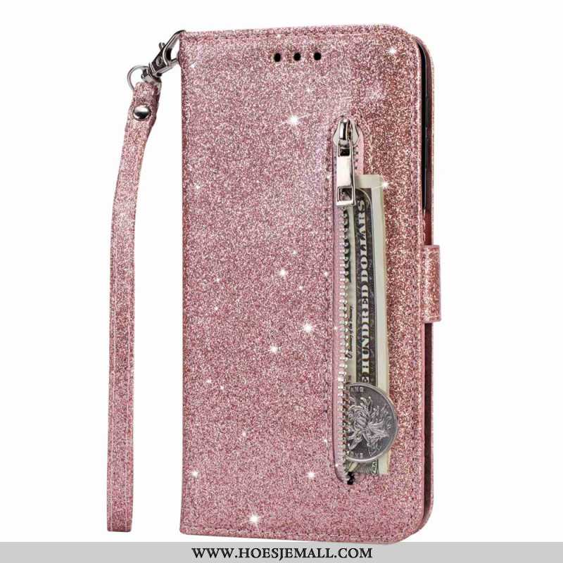 Flip Case Leren Samsung Galaxy S24 Plus 5g Portemonnee Met Glitters