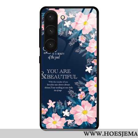 Hoesje Samsung Galaxy S24 Plus 5g Roze Bloemen Van Gehard Glas