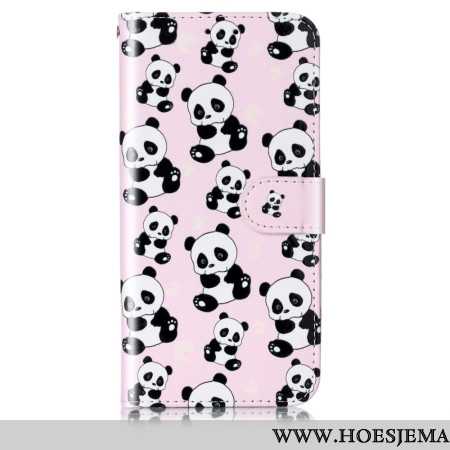 Leren Hoesje Samsung Galaxy S24 Plus 5g Lanyard Panda's Bescherming Hoesje