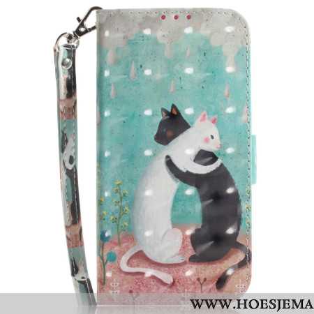 Leren Hoesje Samsung Galaxy S24 Plus 5g Twee Stringkatten Bescherming Hoesje