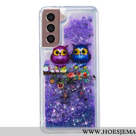 Hoesje Samsung Galaxy S24 Plus 5g Twee Uilen Vloeibare Glitters