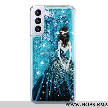 Hoesje Samsung Galaxy S24 Plus 5g Blauwe Girl Glittervloeistof