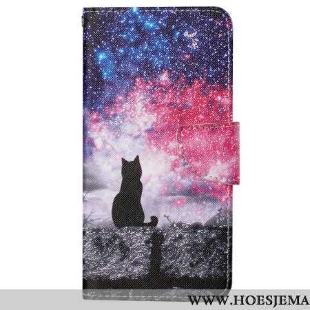 Leren Hoesje Voor Samsung Galaxy S24 Plus 5g Sterrenhemel Met Draagkoord Cat