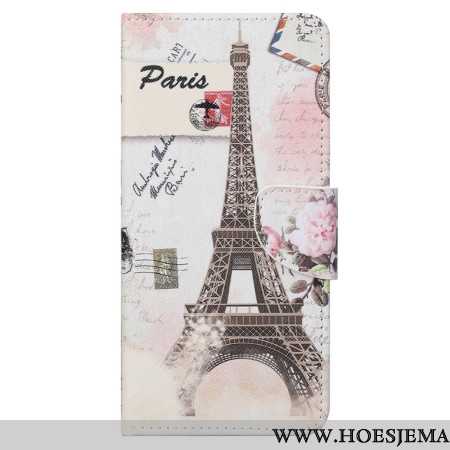 Leren Hoesje Voor Samsung Galaxy S24 Ultra 5g Vintage Eiffeltoren