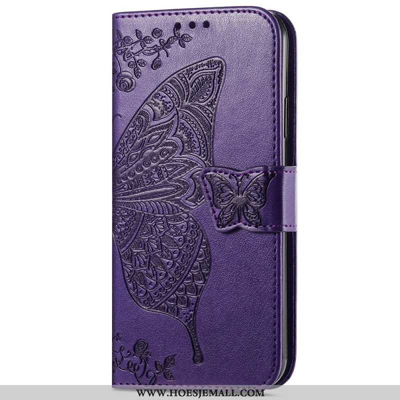 Leren Hoesje Samsung Galaxy S24 Ultra 5g Barok Vlinder Met Riem Bescherming Hoesje