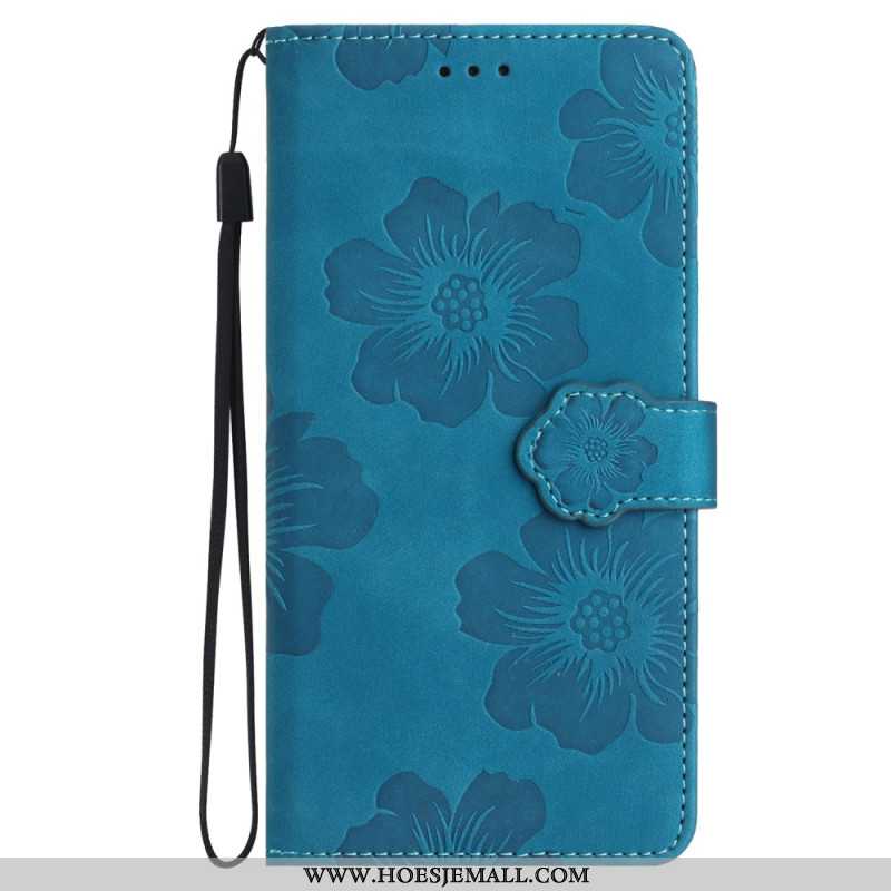 Leren Hoesje Samsung Galaxy S24 Ultra 5g Bloemen Met Riempje