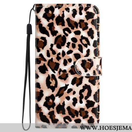 Leren Hoesje Samsung Galaxy S24 Ultra 5g Bandjes Met Luipaardprint Bescherming Hoesje