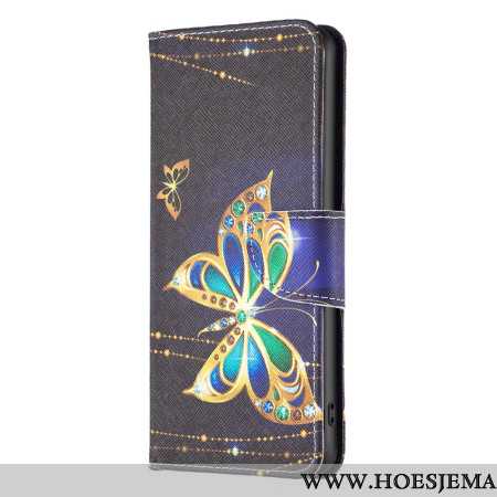 Leren Hoesje Samsung Galaxy S24 Ultra 5g Vlindersieraden Bescherming Hoesje