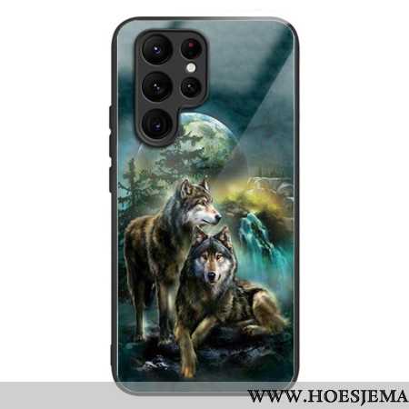 Case Hoesje Samsung Galaxy S24 Ultra 5g Telefoonhoesje Wolven Van Gehard Glas