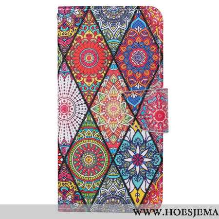 Folio-hoesje Samsung Galaxy S24 Ultra 5g Telefoonhoesje Patchwork Met Riempje