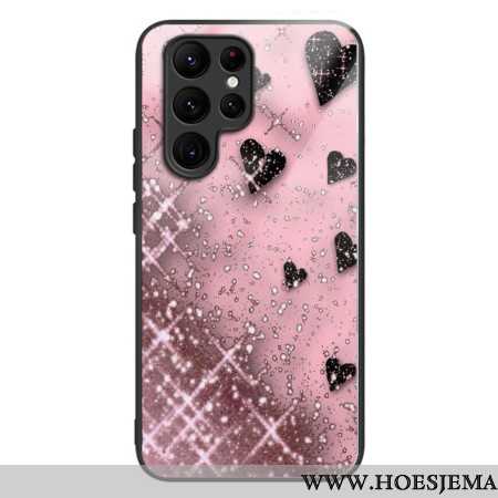 Hoesje Samsung Galaxy S24 Ultra 5g Roze Harten Van Gehard Glas