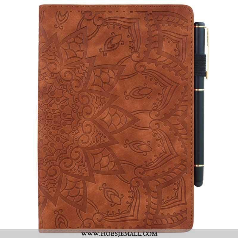 Cover Voor Samsung Galaxy Tab S9 Fe Bloemenpatroon En Stylushouderriem