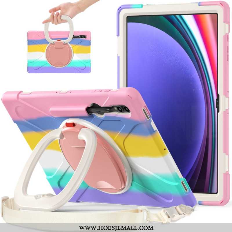 Cover Hoesje Samsung Galaxy Tab S9 Telefoonhoesje Draaibare Steun En Schouderband