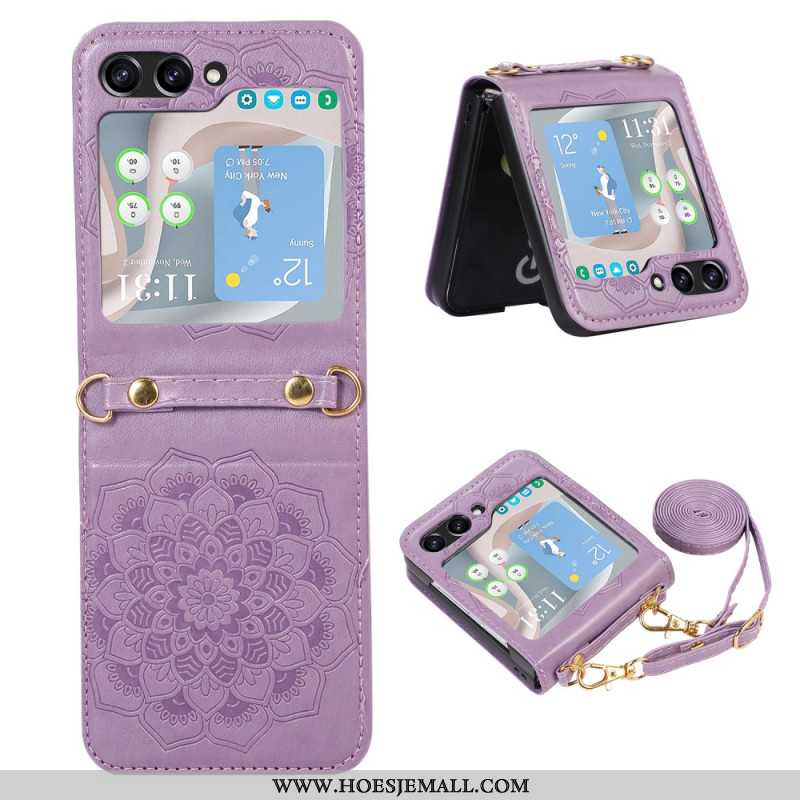 Hoesje Voor Samsung Galaxy Z Flip 5 Mandala Met Schouderband