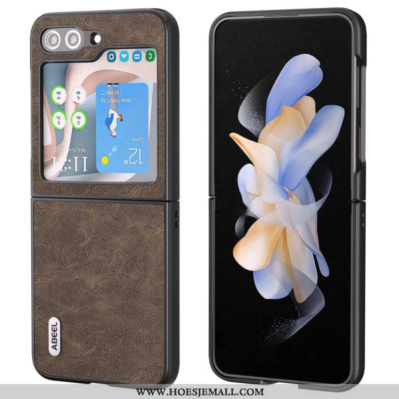 Cover Hoesje Samsung Galaxy Z Flip 5 Telefoonhoesje Abeel Litchi Leereffect