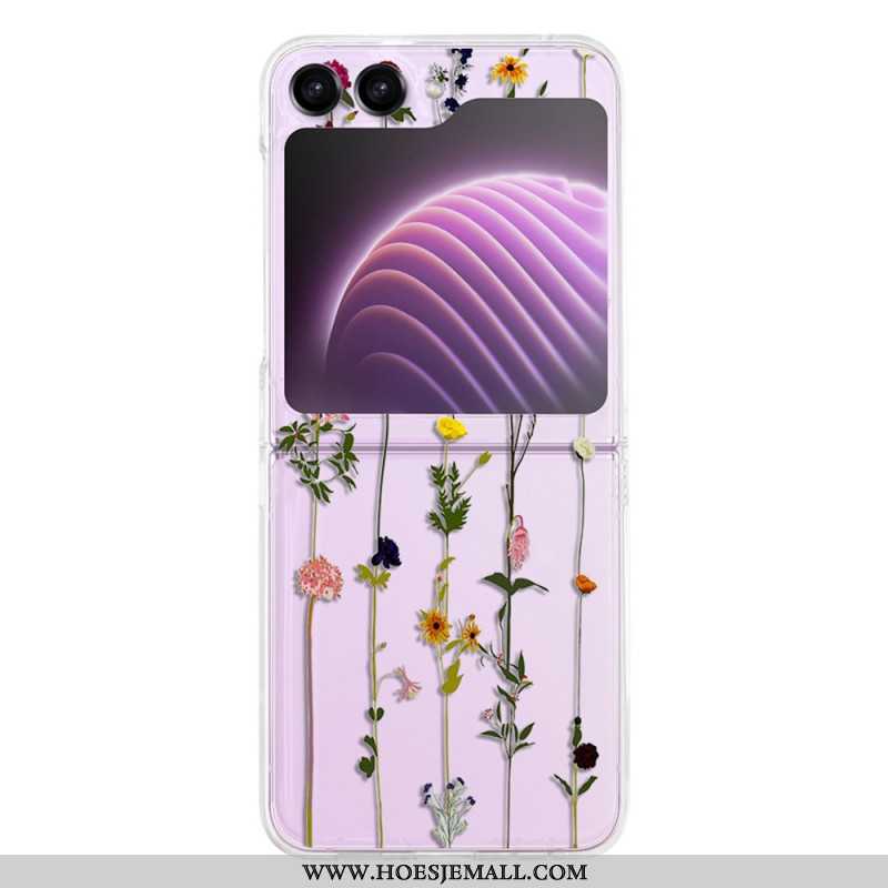 Case Hoesje Samsung Galaxy Z Flip 5 Telefoonhoesje Transparante Kleine Bloemen