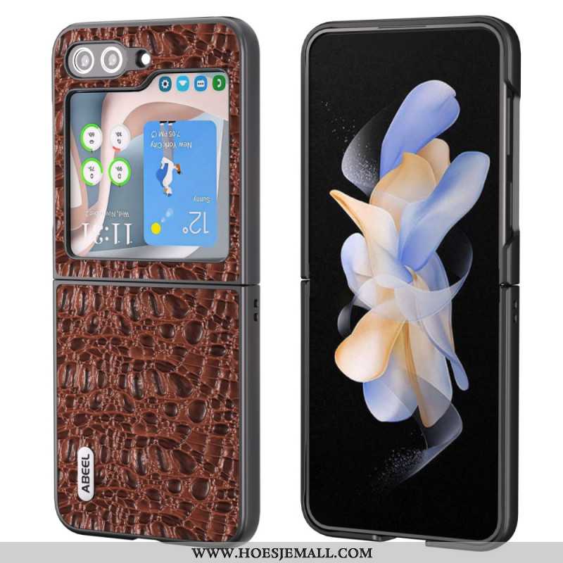 Hoesje Samsung Galaxy Z Flip 5 Abeel Krokodillenleerstijl Bescherming Hoesje