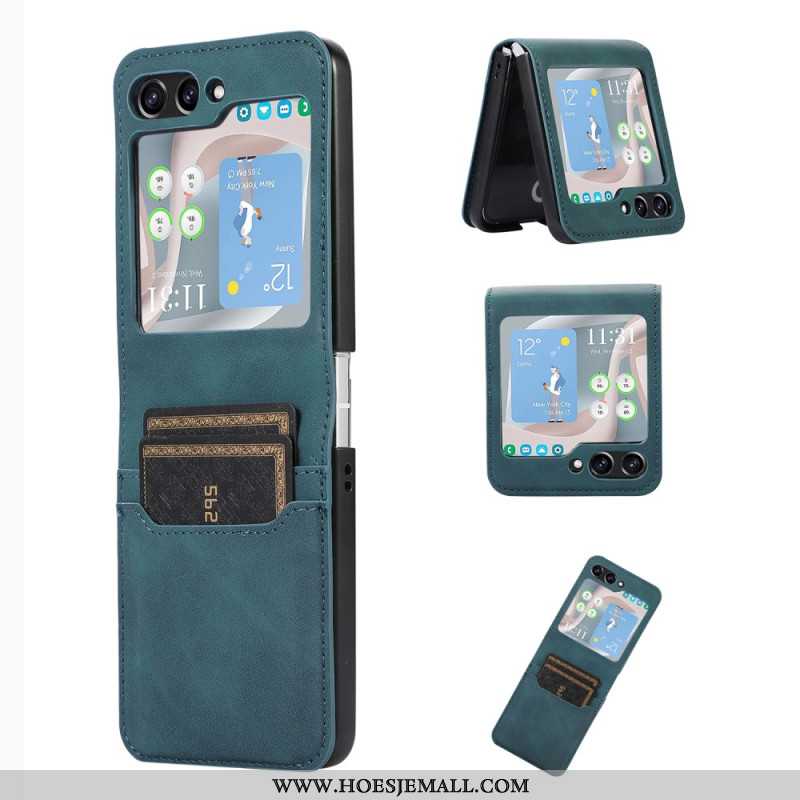 Hoesje Case Samsung Galaxy Z Flip 5 Retro-kaarthouder Met Leereffect