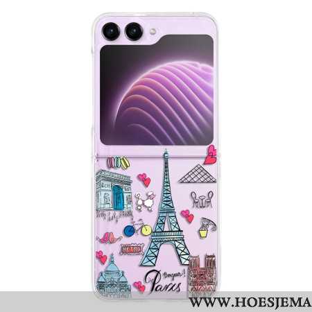 Cover Hoesje Samsung Galaxy Z Flip 5 Telefoonhoesje Transparant Parijs