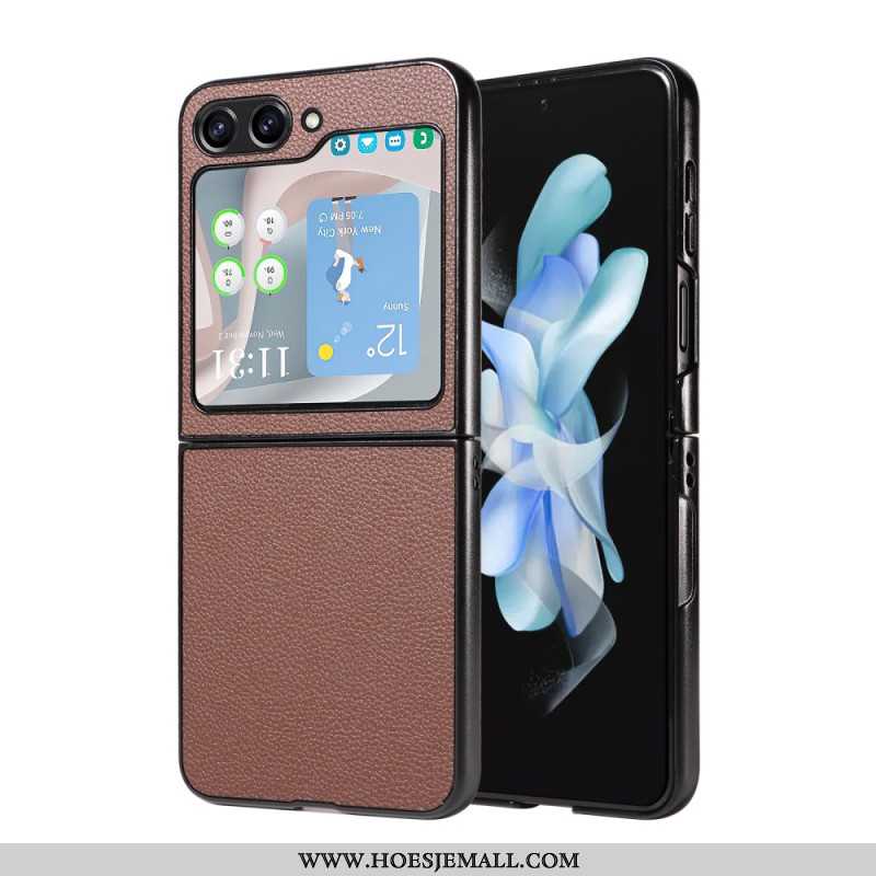 Cover Hoesje Samsung Galaxy Z Flip 6 Telefoonhoesje Discrete Leerstijl