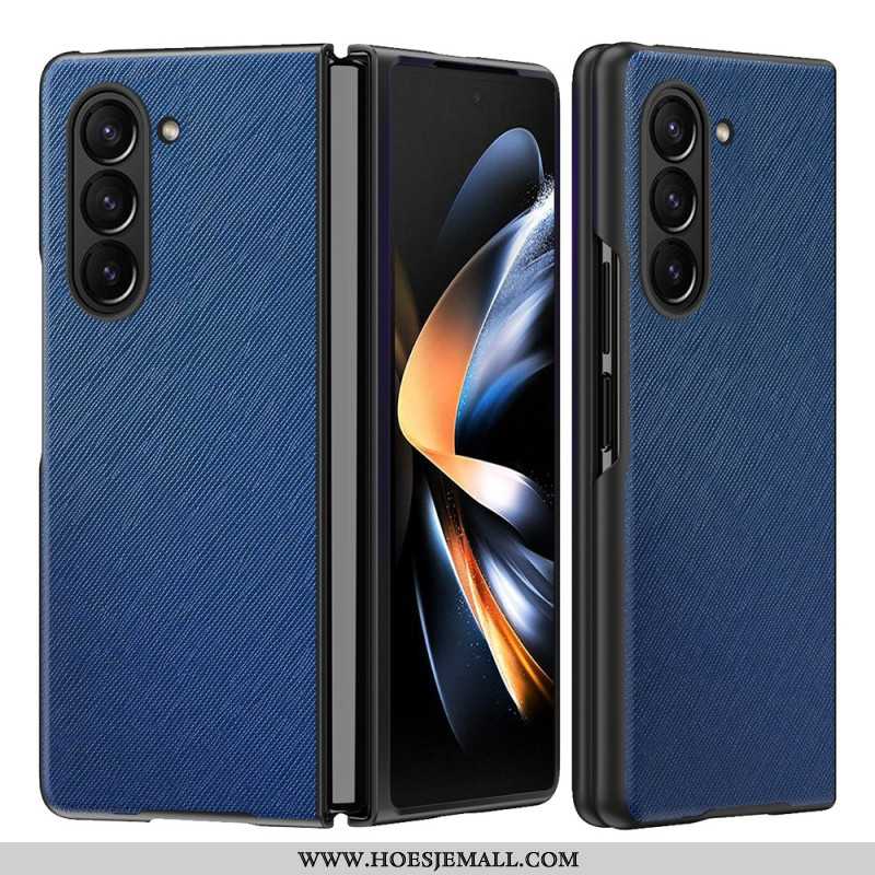 Hoesje Samsung Galaxy Z Fold 5 Leren Stijl Met Geweven Effect Bescherming Hoesje