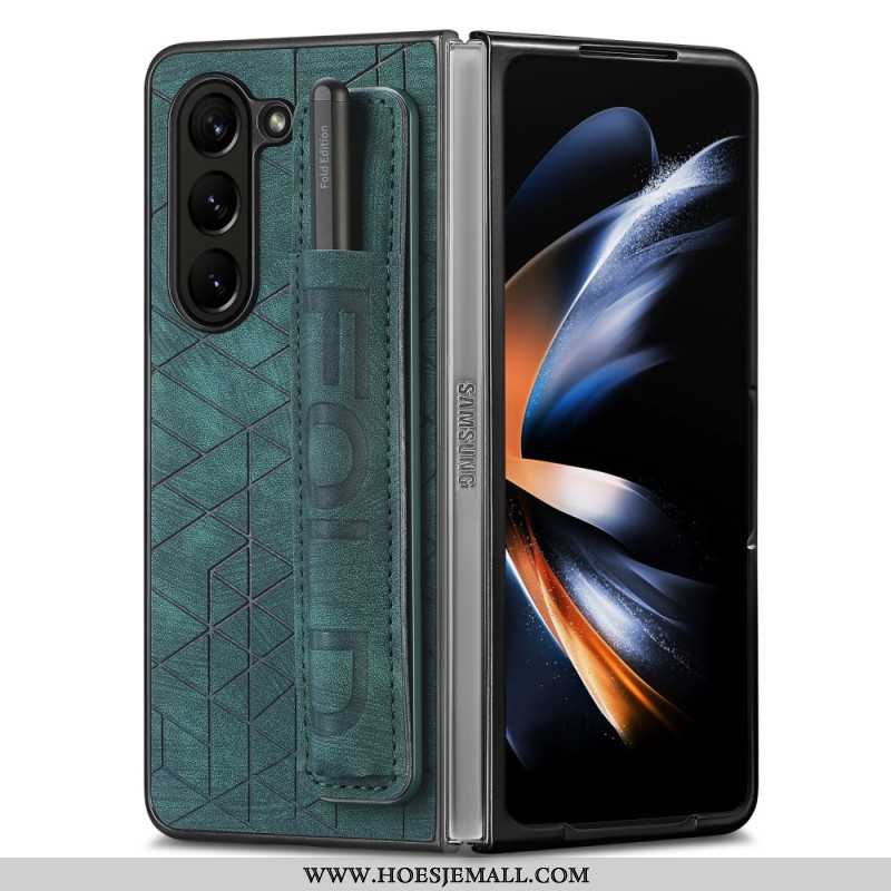 Case Hoesje Samsung Galaxy Z Fold 5 Telefoonhoesje Stylushouder Met Riem