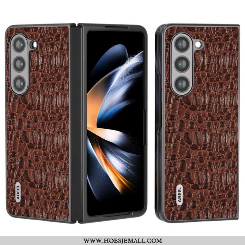 Case Hoesje Samsung Galaxy Z Fold 5 Telefoonhoesje Abeel Krokodillenleerstijl