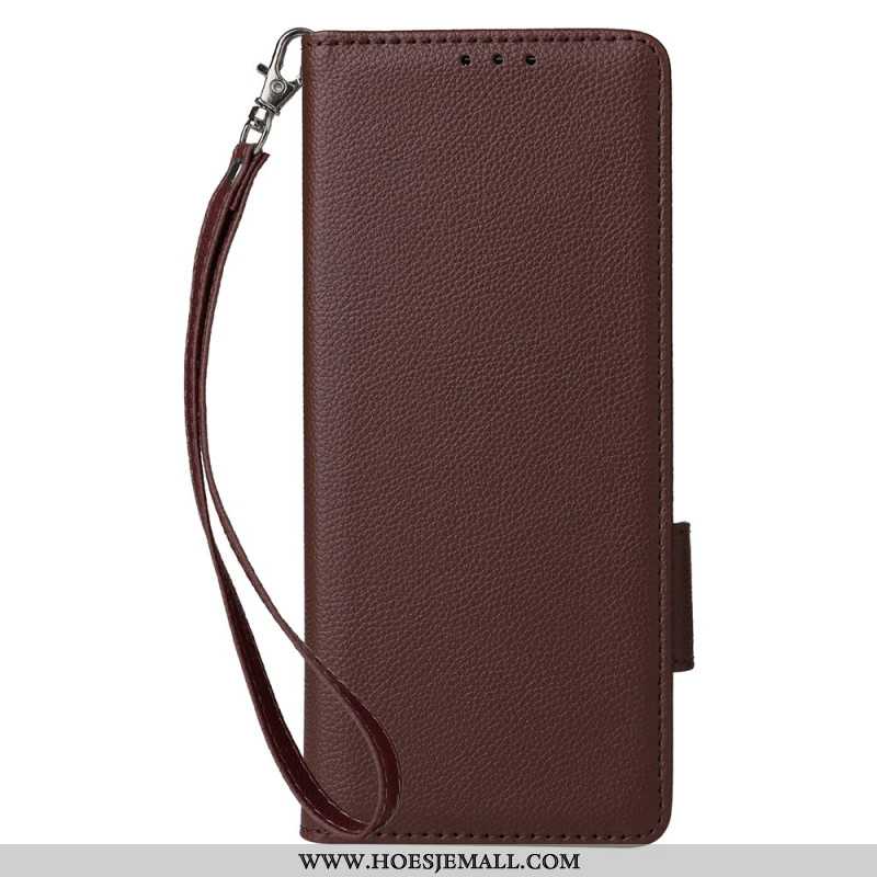 Leren Hoesje Voor Samsung Galaxy Z Fold 6 Dubbele Sluiting En Riem