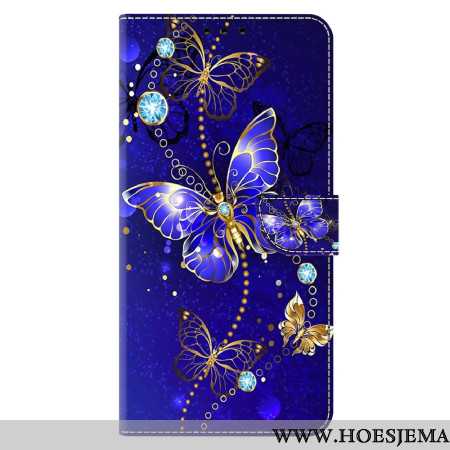 Leren Hoesje Xiaomi 14 Diamantvlinders Bescherming Hoesje