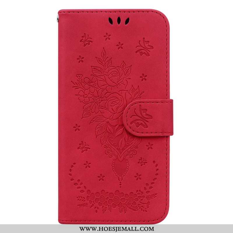 Leren Hoesje Xiaomi 14 Patroon Met Rozen En Vlinders