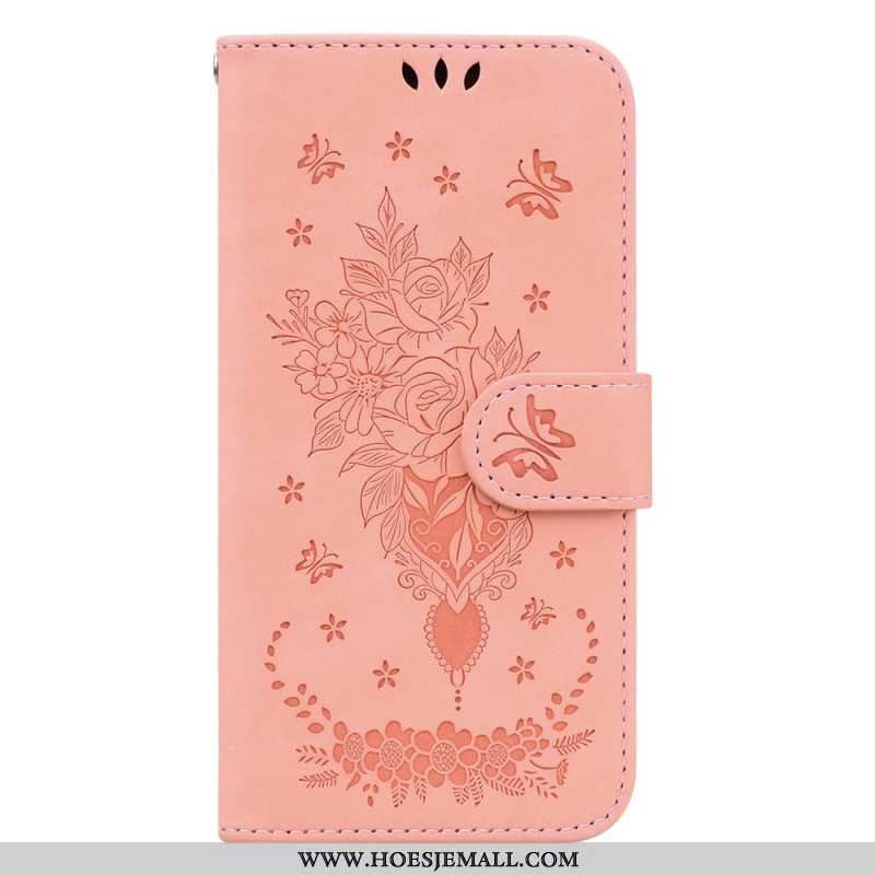 Leren Hoesje Xiaomi 14 Patroon Met Rozen En Vlinders