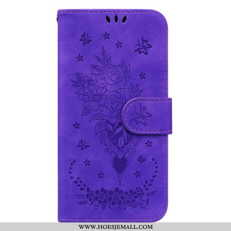 Leren Hoesje Xiaomi 14 Patroon Met Rozen En Vlinders