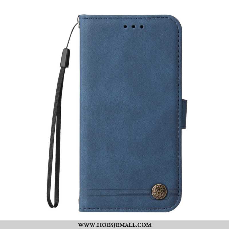 Leren Hoesje Xiaomi 14t Pro Suède Klinknageleffect Bescherming Hoesje