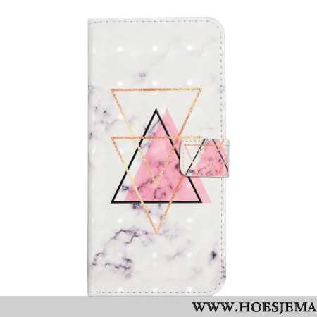 Leren Hoesje Xiaomi 14t Pro Marmeren Driehoeken Bescherming Hoesje