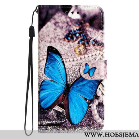 Leren Hoesje Voor Xiaomi 14t Pro Blauwe Vlinder