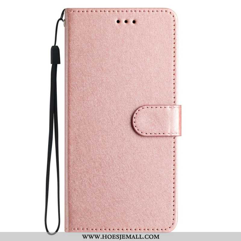 Leren Hoesje Xiaomi 14t Pro Zijden Textuur Met Bandjes Bescherming Hoesje