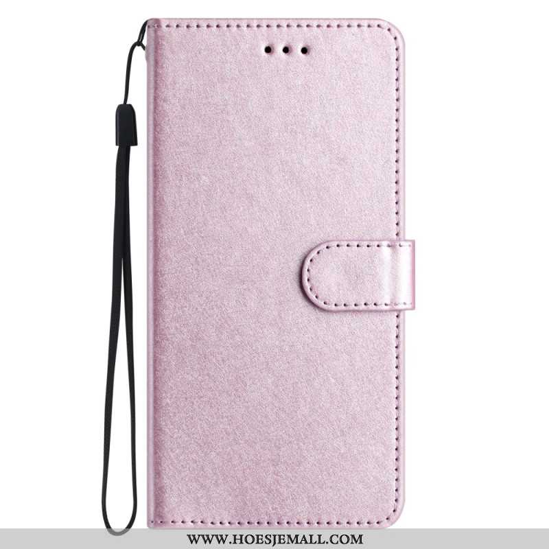 Leren Hoesje Voor Xiaomi 14t Zijden Textuur Met Bandjes