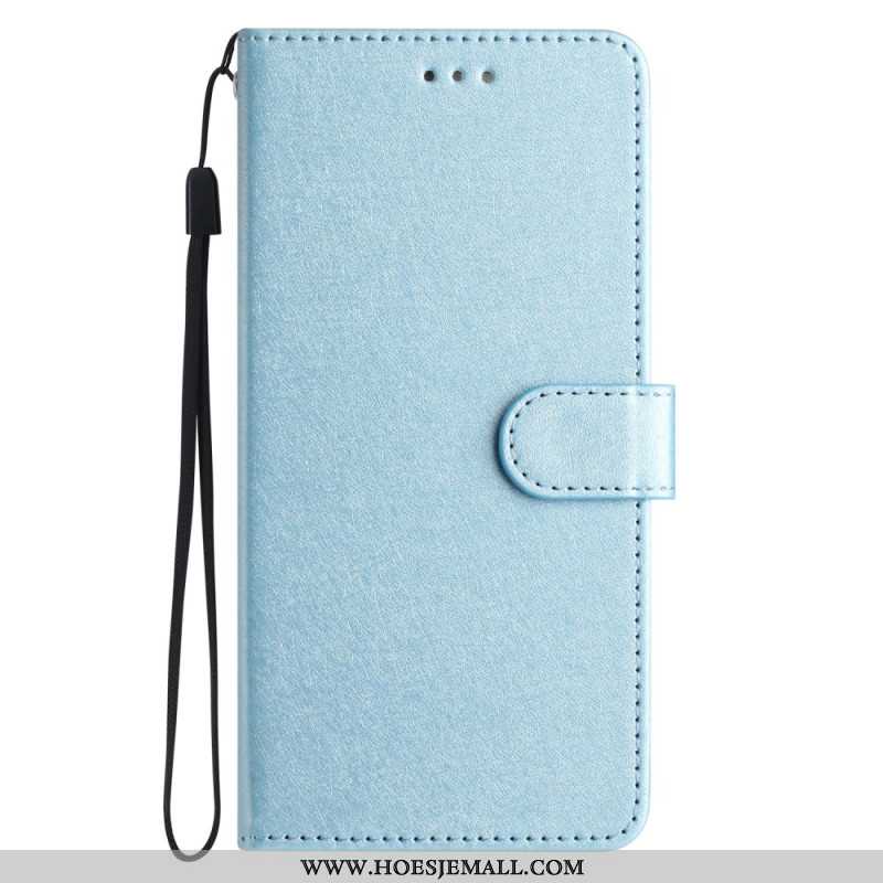 Leren Hoesje Voor Xiaomi 14t Zijden Textuur Met Bandjes