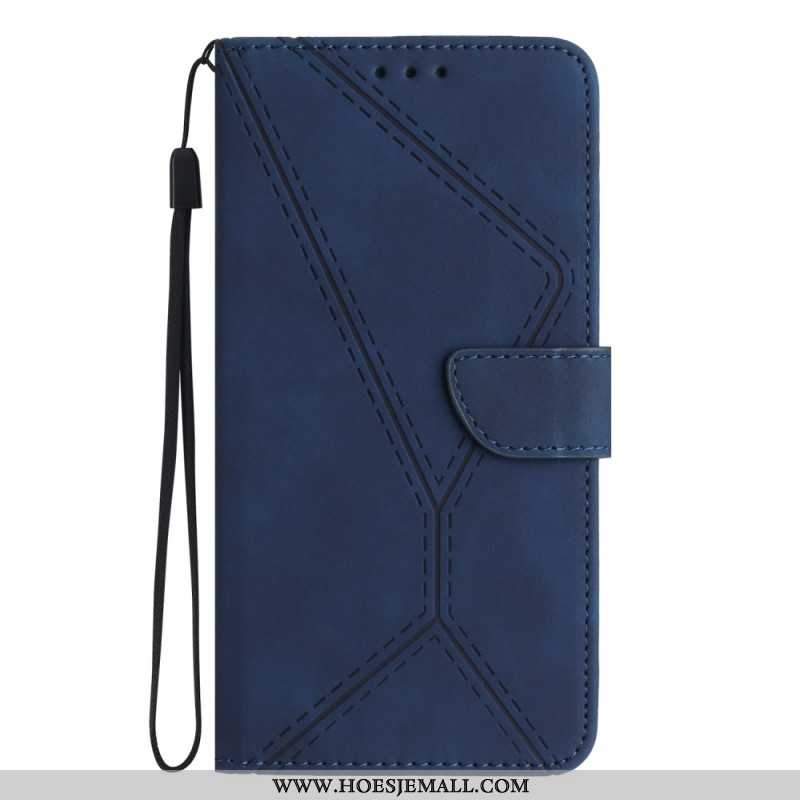 Flip Case Leren Xiaomi Redmi Note 13 4g Stippellijnen En Riemlijnen