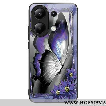 Hoesje Xiaomi Redmi Note 13 4g Paars Vlindergehard Glas