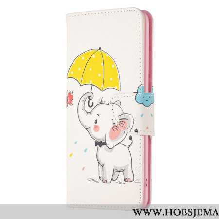 Leren Hoesje Voor Xiaomi Redmi Note 13 4g Paraplu En Olifant