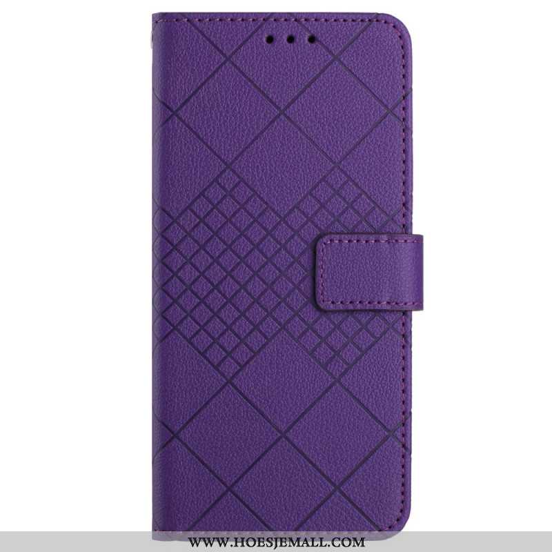 Leren Hoesje Voor Xiaomi Redmi Note 13 4g Diamantpatroon Met Bandjes