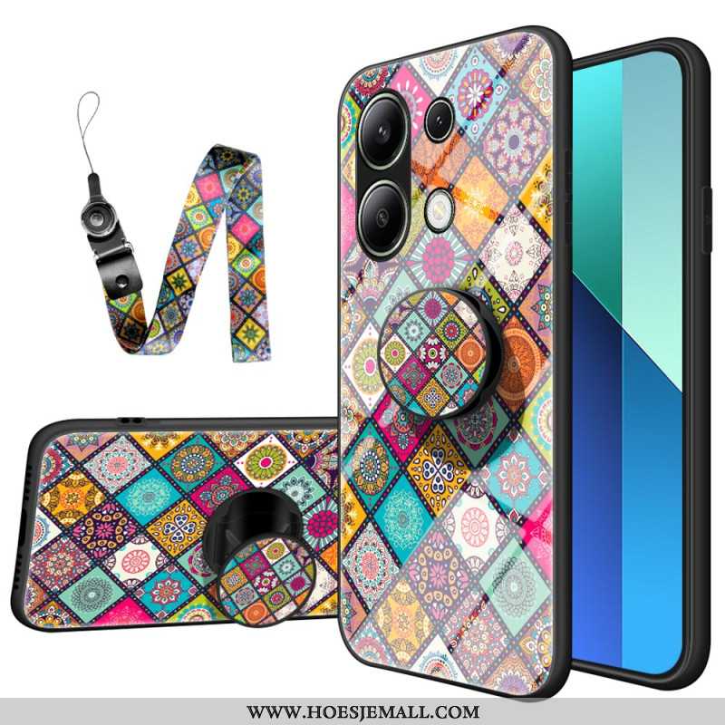 Hoesje Xiaomi Redmi Note 13 4g Patchwork-steunring En Riem